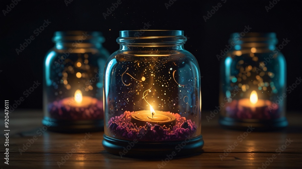 candles in a glass bottle , AI Generated. candles in a glass bottle , AI Generated.