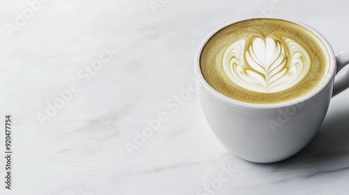 Latte Art Coffee Cup on Marble Table