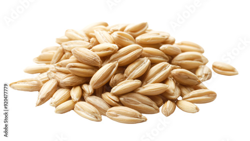 A handful of barley grains with their plump oval shape and pale slightly pearled surface, Isolated on transparent background photo