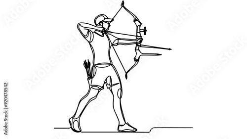 archery athlete one line illustration