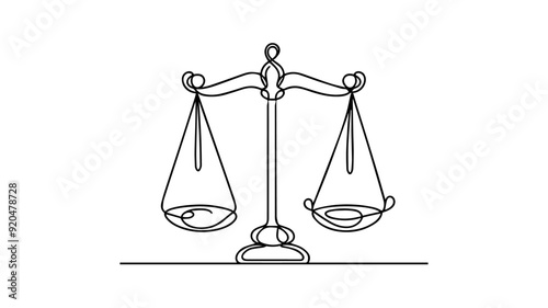 Balance Scale one line illustration