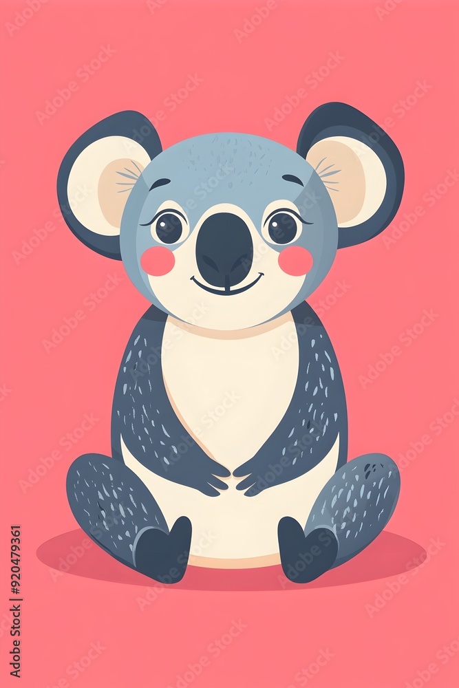 Naklejka premium Cute Geometric Koala in Minimalist Flat Style