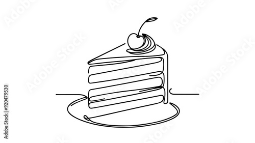 Cake Slice one continuous line 