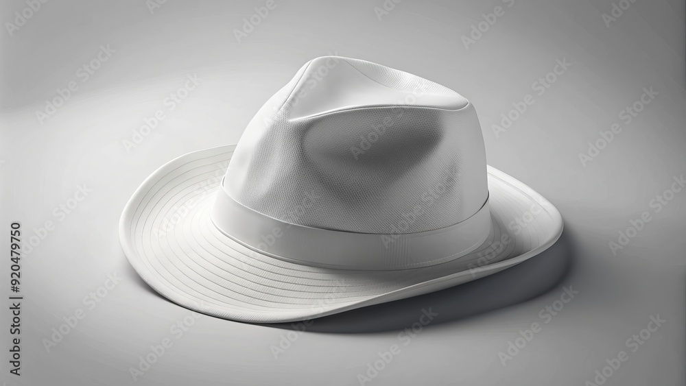 Empty white hat mockup on a clean background, perfect for adding your branding, logo, or design, with creased folds and subtle shadows for realism. Empty white hat mockup on a clean background, perfect for adding your branding, logo, or design, with creased folds and subtle shadows for realism.