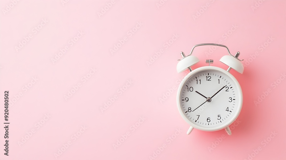 Minimalist Alarm Clock on Pastel Pink Background Minimalist Alarm Clock on Pastel Pink Background