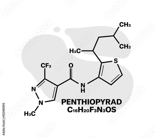 Chemical compound Penthiopyrad icon. Linear style. Vector icon. photo