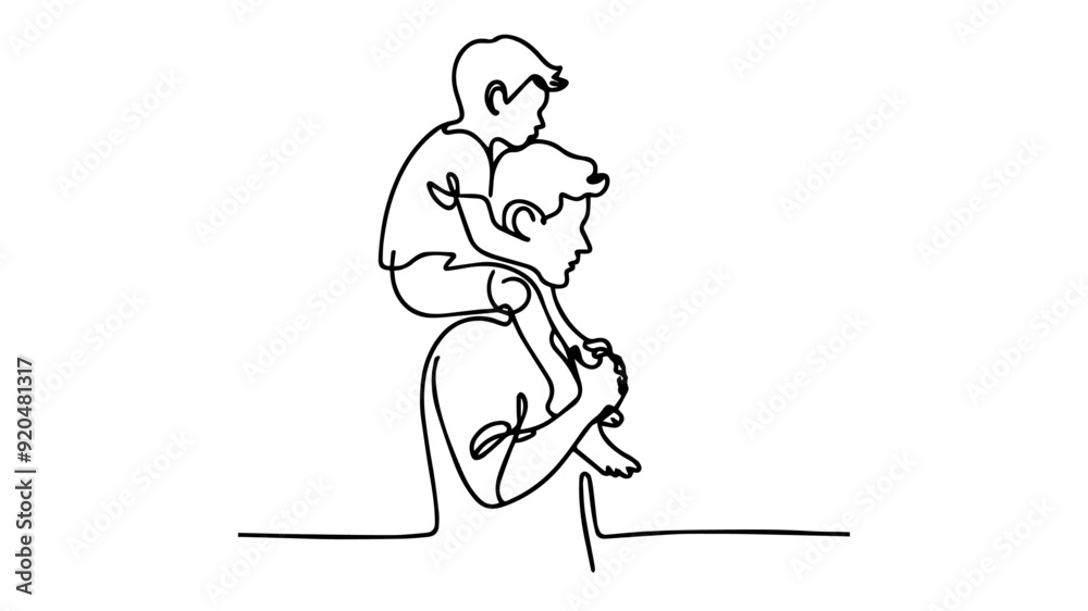father carrying his son on his shoulders line art drawing father carrying his son on his shoulders line art drawing
