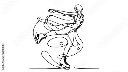 Figure ice skating line art illustration