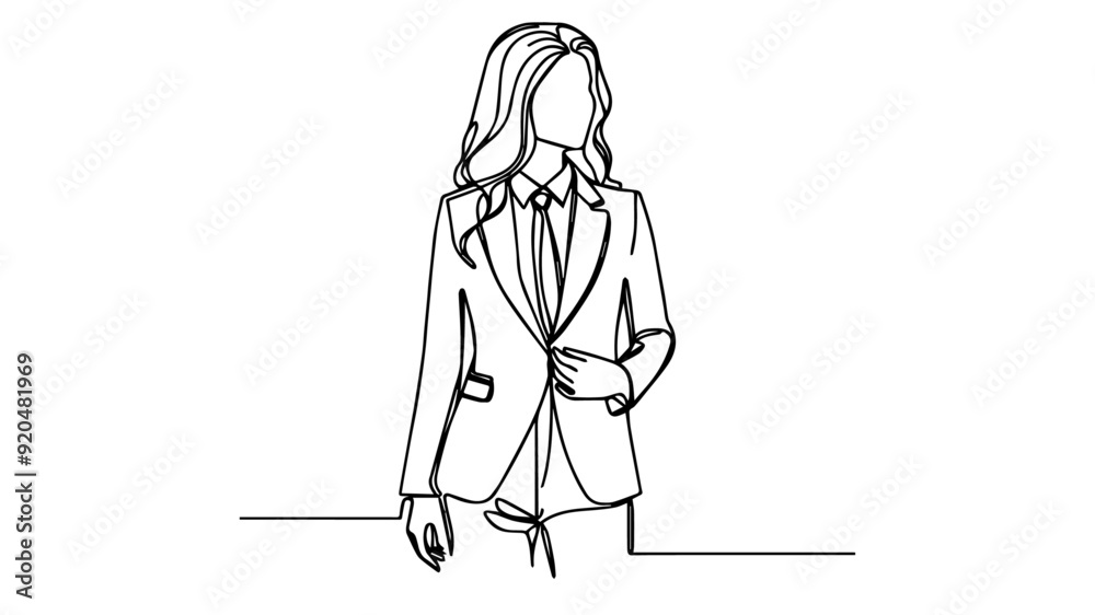 woman in suit and tie line art drawing woman in suit and tie line art drawing