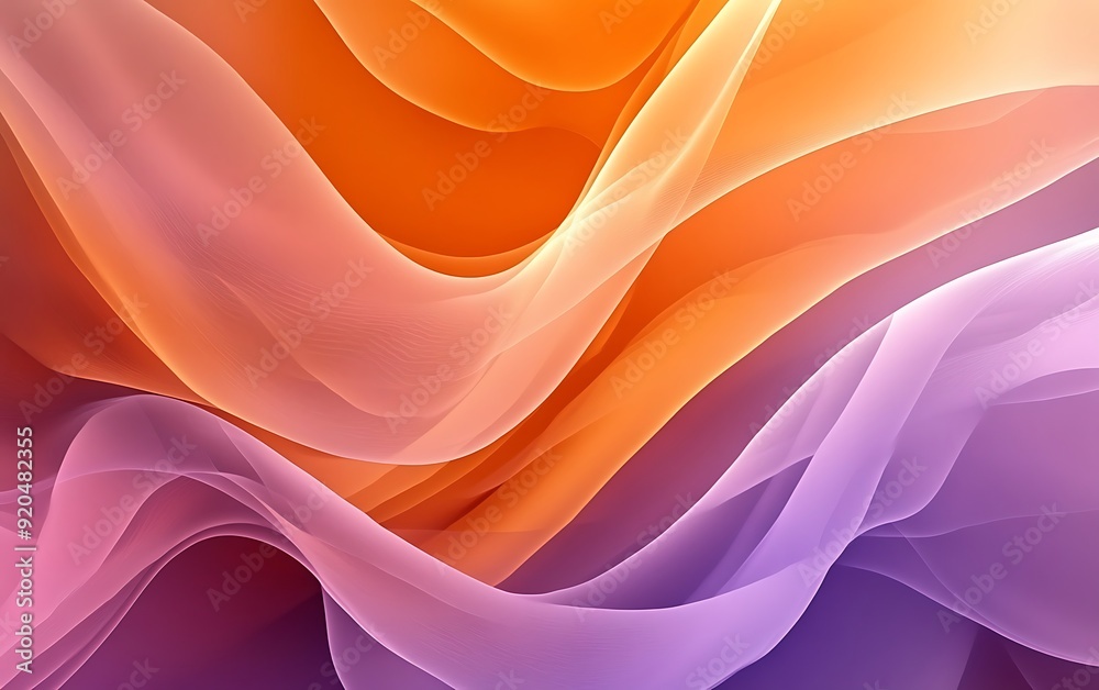 Obraz premium Non-Seamless Abstract with Overlapping Waves in Burnt Orange and Lilac