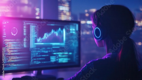 A focused individual using ...