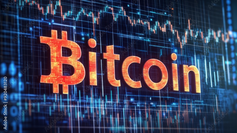A text Bitcoin typography illustration design. Bitcoin cryptocurrency trading or exchange, Digital financial symbol of virtual currency, Blockchain network and Financial investment concept A text Bitcoin typography illustration design. Bitcoin cryptocurrency trading or exchange, Digital financial symbol of virtual currency, Blockchain network and Financial investment concept