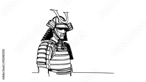 japanese samurai armor line art drawing vector