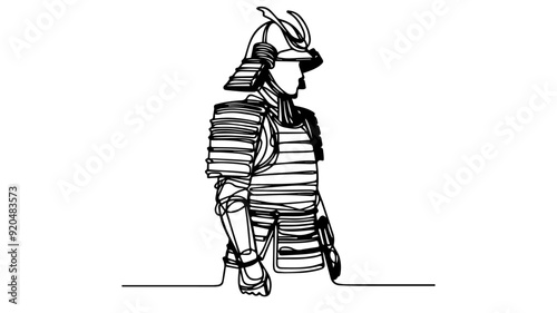 japanese samurai armor line art drawing