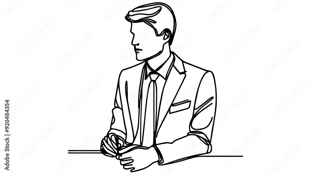 man in suit and tie one line illustration vector man in suit and tie one line illustration vector