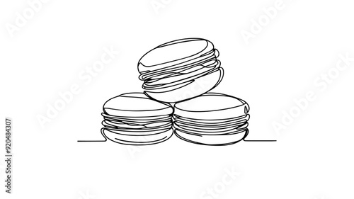 Macaron one line drawing 