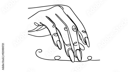 hands with long nails line art drawing