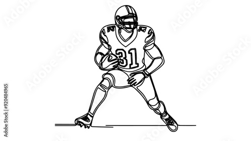 american football player single line illustration