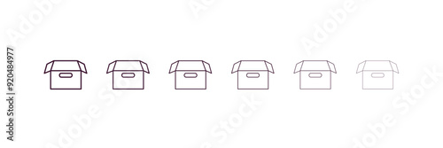 empty box outline icon. Linear vector from business concept. 6 different line style empty box icon included thin, light, regular, medium, bold, black style