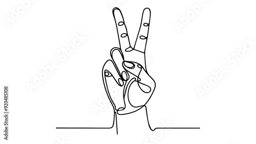 peace hand sign line art illustration