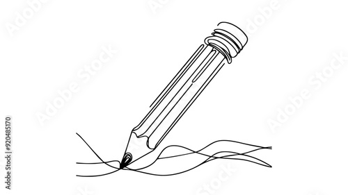 pencil line art drawing vector