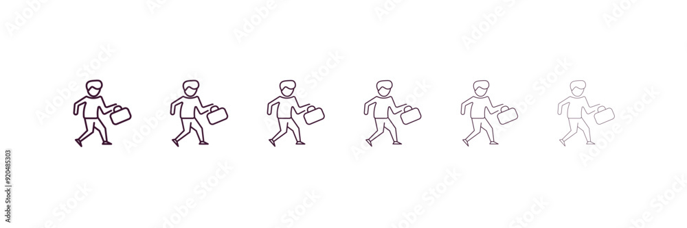 employee going to work outline icon. Linear vector from business concept. 6 different line style employee going to work icon included thin, light, regular, medium, bold, black style employee going to work outline icon. Linear vector from business concept. 6 different line style employee going to work icon included thin, light, regular, medium, bold, black style