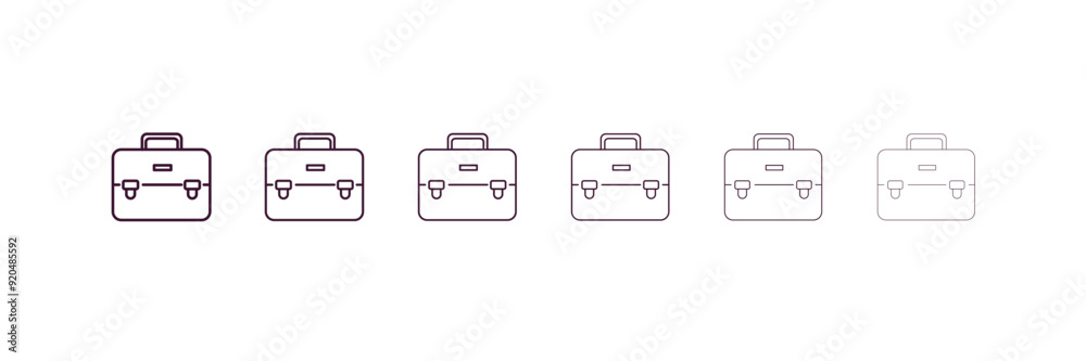 rectangular briefcase outline icon. Linear vector from business concept. 6 different line style rectangular briefcase icon included thin, light, regular, medium, bold, black style rectangular briefcase outline icon. Linear vector from business concept. 6 different line style rectangular briefcase icon included thin, light, regular, medium, bold, black style