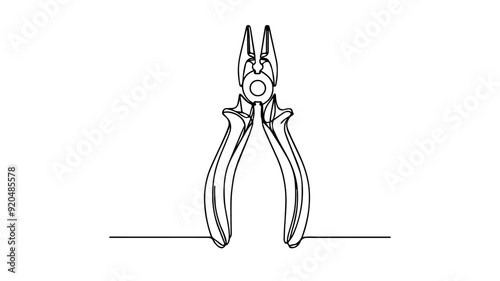 Pliers line art illustration vector