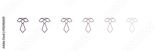 black tie outline icon. Linear vector from business concept. 6 different line style black tie icon included thin, light, regular, medium, bold, black style