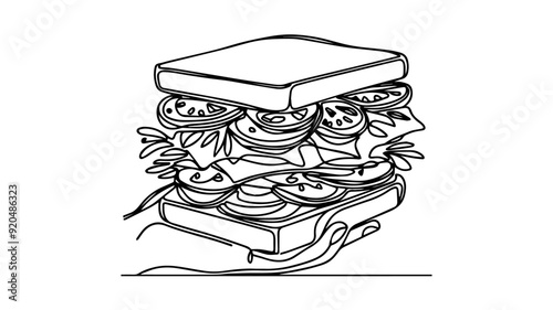 Sandwich line art illustration vector