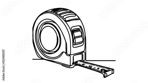 Tape Measure single line art vector