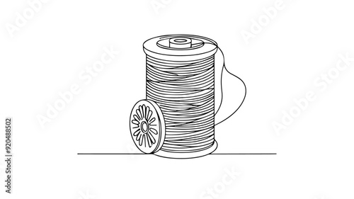 Thread Spool line art drawing