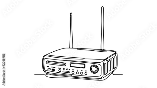 vintage radio line art vector