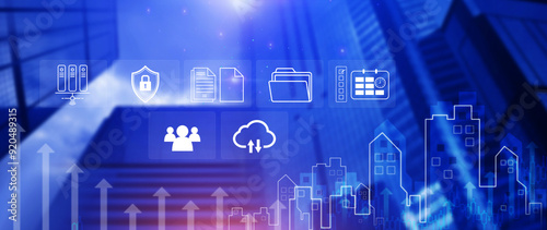 Document Management System DMS, for document management concept online document database digital file storage systems software, Record keeping database technology File access Sharing documents.