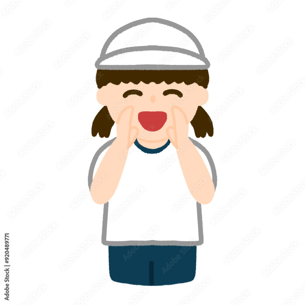 Obraz premium 白組を応援する女の子