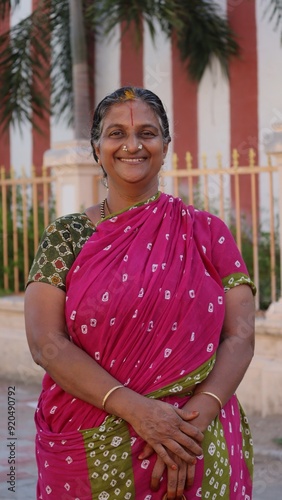 portrait of a senior woman with a saree