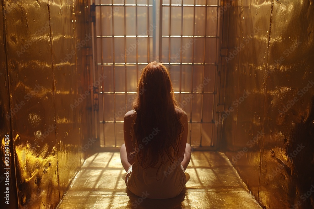 ai generative woman in golden prison ai generative woman in golden prison