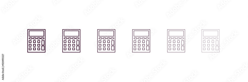 small calculator outline icon. Linear vector from education concept. 6 different line style small calculator icon included thin, light, regular, medium, bold, black small calculator outline icon. Linear vector from education concept. 6 different line style small calculator icon included thin, light, regular, medium, bold, black