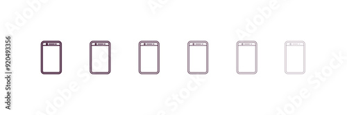 cellphone outline icon. Linear vector from education concept. 6 different line style cellphone icon included thin, light, regular, medium, bold, black