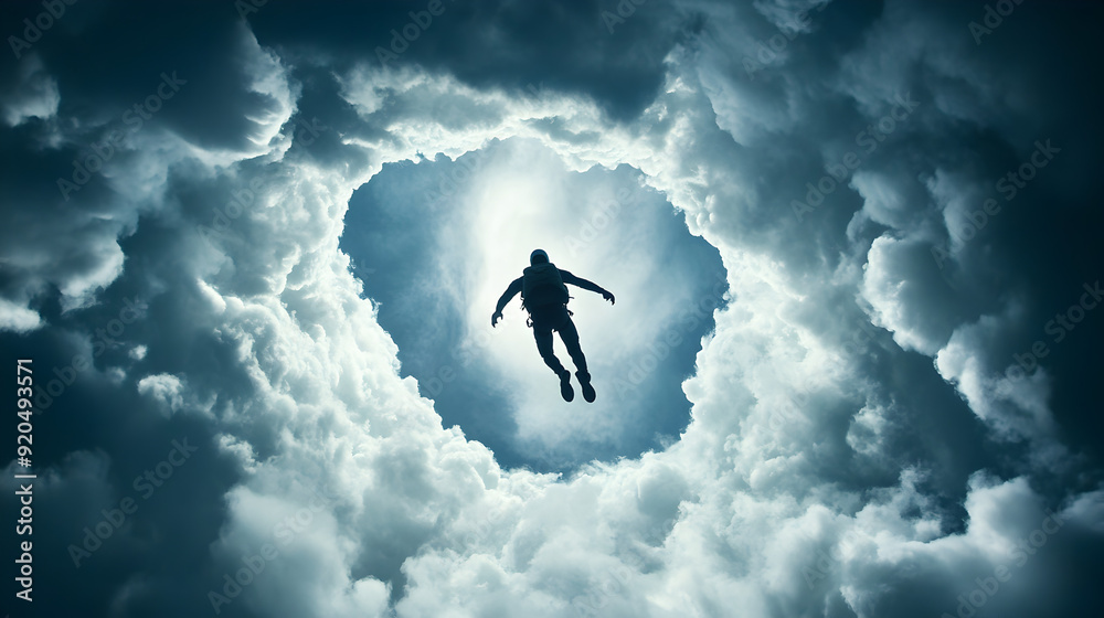 A skydiver spinning in mid-air with a colorful, reflective suit, captured from above to show the dizzying rotation and the mesmerizing pattern of their suit.
A skydiver spinning in mid-air with a colorful, reflective suit, captured from above to show the dizzying rotation and the mesmerizing pattern of their suit.