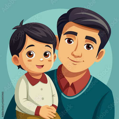 child with dad vector art illustration