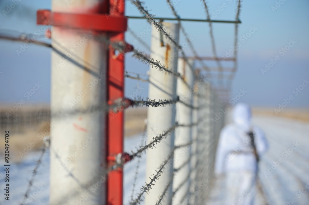 The state border. Barbed wire. Protection of the territory. The state border. Barbed wire. Protection of the territory.