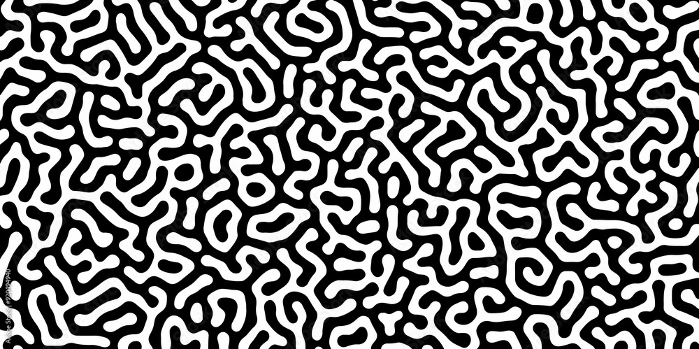 Abstract Turing organic wallpaper with background. Turing reaction diffusion monochrome seamless pattern with chaotic motion. Natural seamless line pattern. Linear design with biological shapes. Abstract Turing organic wallpaper with background. Turing reaction diffusion monochrome seamless pattern with chaotic motion. Natural seamless line pattern. Linear design with biological shapes.