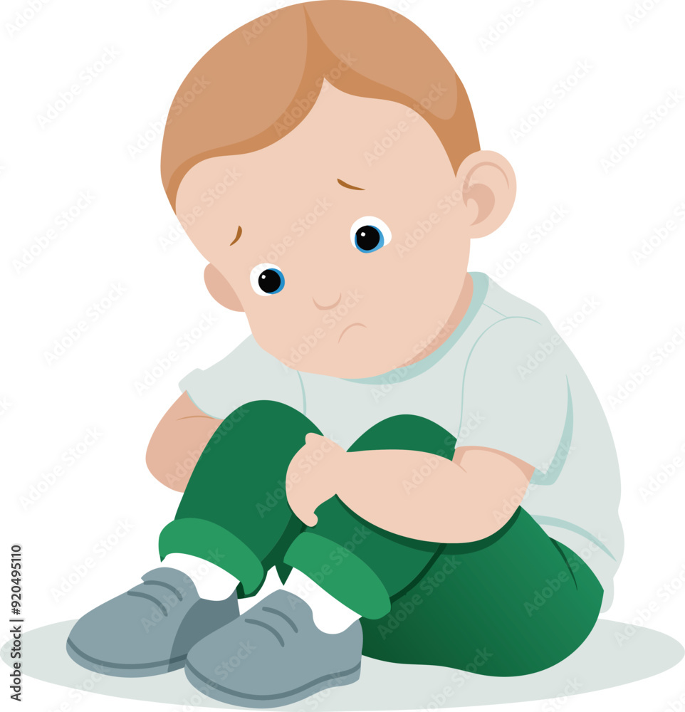 Sad child sitting alone feeling lonely and depressed Sad child sitting alone feeling lonely and depressed