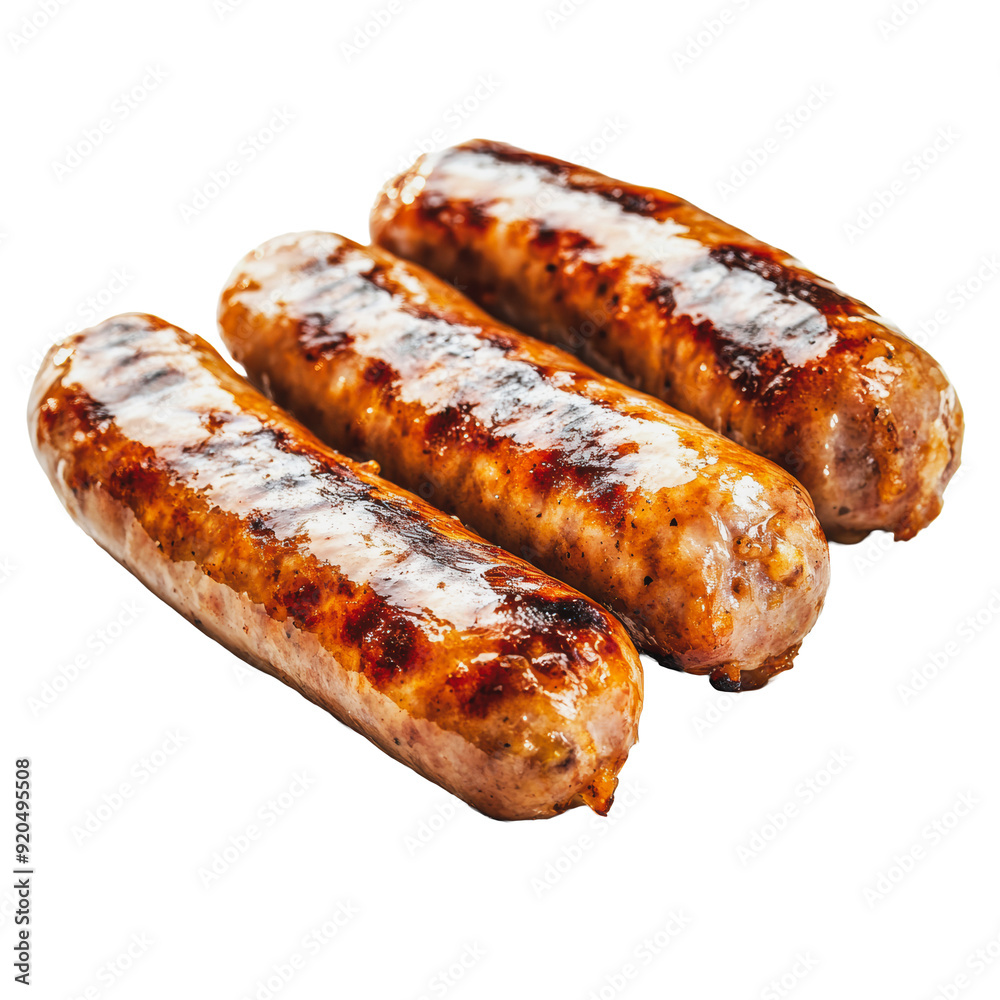 PNG Grilled sausages arranged on a white background PNG Grilled sausages arranged on a white background