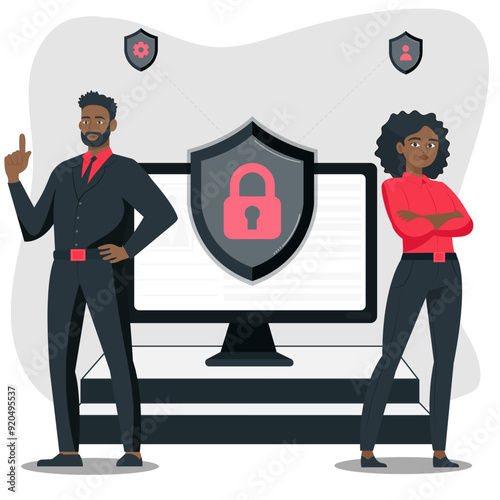 Computer security characters standing