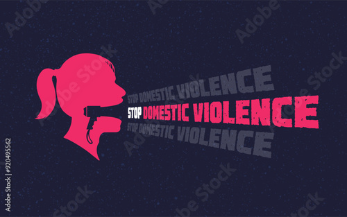 Stop, domestic violence, creative social issue, flat illustration, acknowledge domestic violence, aesthetic illustration, Concept of domestic abuse and sexual harassment, violence against women