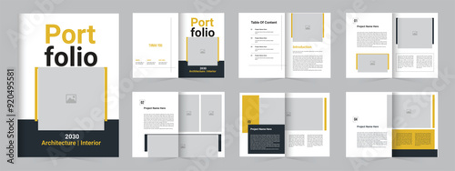 Architecture or interior portfolio design template, Modern architecture portfolio a4 print template
