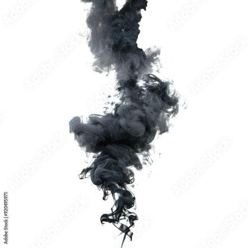 Black smoke, isolated on transparent