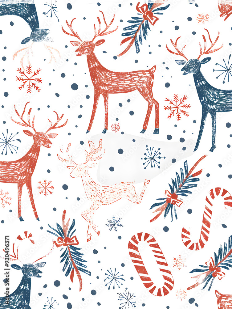 Fototapeta premium New Year and Christmas card, graphic advertising backgrounds in a doodle 2D illustrator style.